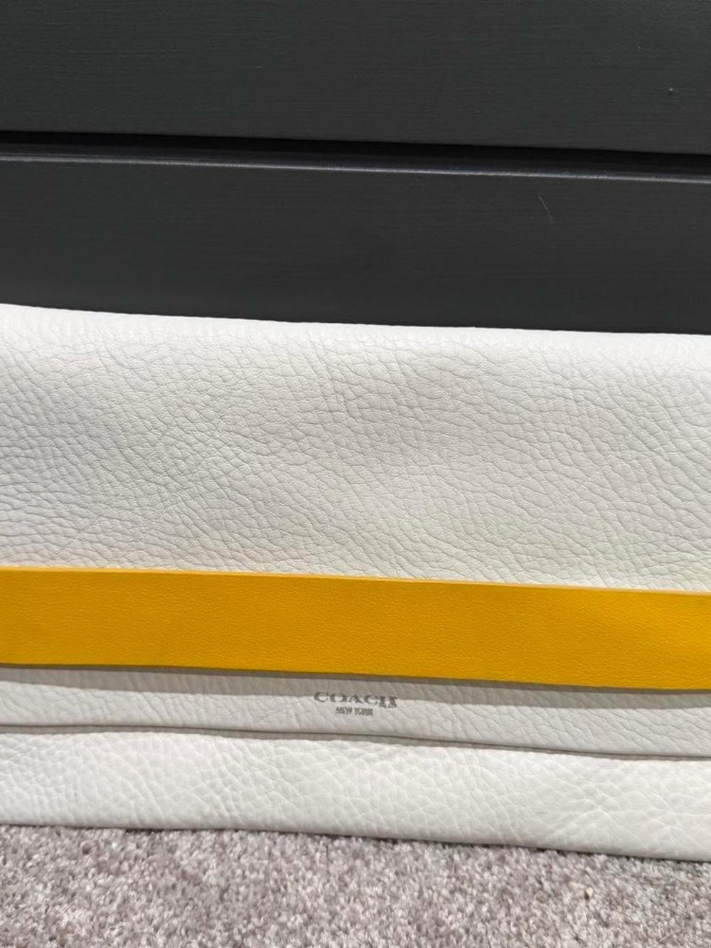 Coach White Leather Shoulder Bag with Yellow Trim